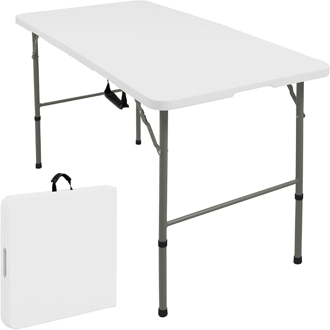 Folding Tables with Carrying Handle Lightweight Rectangular Portable Plastic by JALANCY