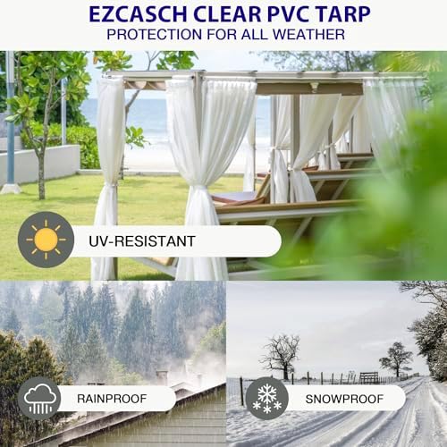 15oz Outdoor Clear Curtain, PVC Vinly Outdoor Clear Panel Curtain, Weather - Image 2