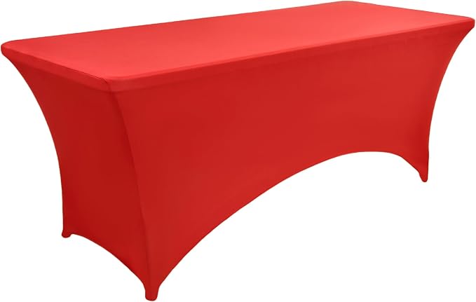 2-Pack 8ft Red Spandex Table Covers - Image 8