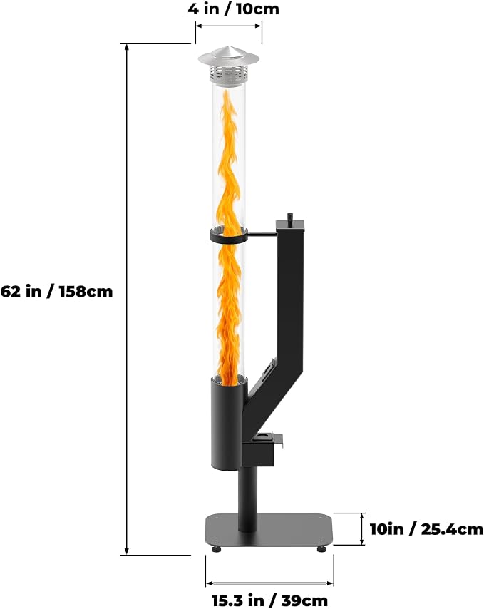 Smokeless Wood Pellet Patio Heater, Spiral Swirling Flame Glass Tube Fire Pit - Image 2