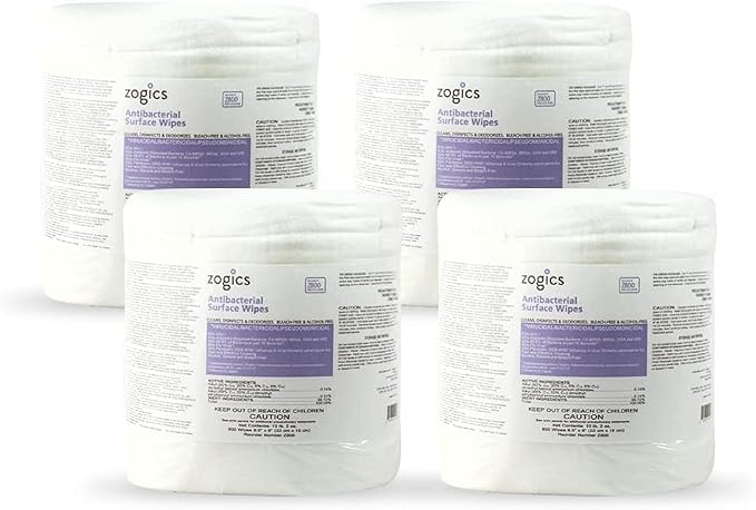 Zogics Antimicrobial Wipes and Tabletop Stainless Steel Wipe Dispenser - Image 3