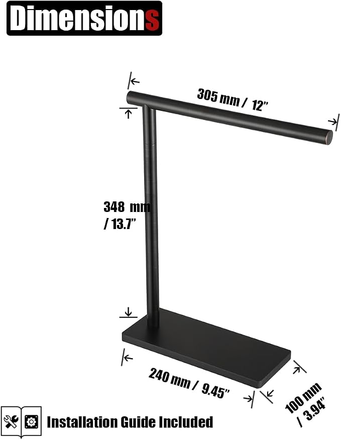 JQK Hand Towel Holder Stand Oil Rubbed Bronze, Modern Tree Rack Free Standing - Image 2