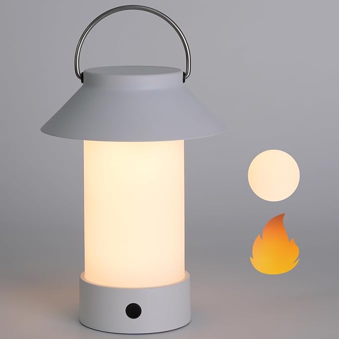 Rechargeable Outdoor Lantern Waterproof, Dimmable Warm White & Flickering Flame by WEILAILUX