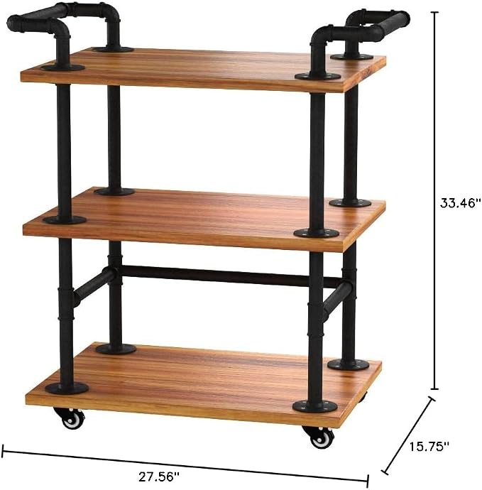 Industrial Pipe Bar Carts/Serving Carts/Kitchen Carts/Wine Rack Carts on Wheels - Image 10