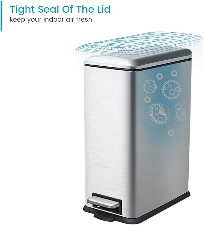 12 Gallon Slim Kitchen Trash Can, Metal Trash Can - Image 8