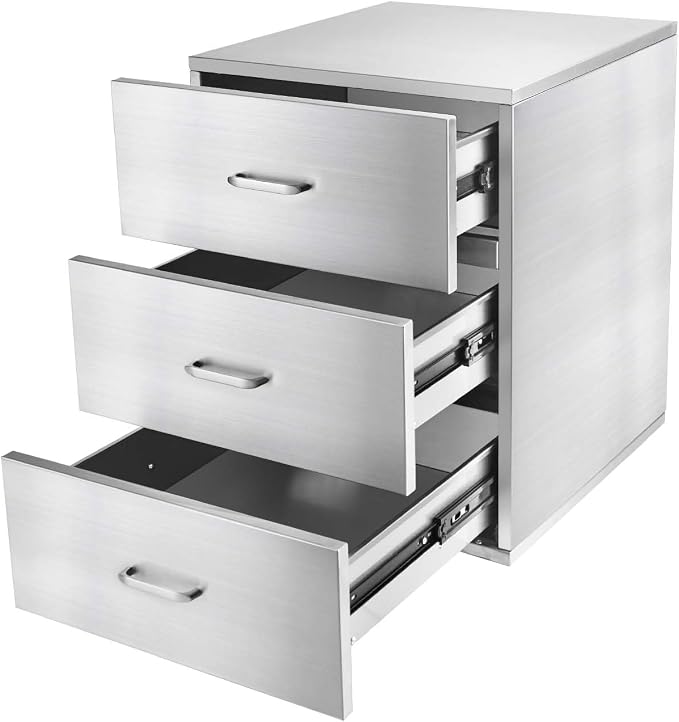 JIEJIN Outdoor Kitchen Drawers Stainless Steel Triple BBQ Island Drawer Flush by JIEJIN