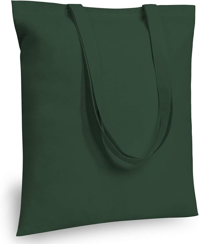TOPDesign 24-Pack Economical 16"x15" Green Black Cotton Tote Bag, Lightweight by TOPDesign