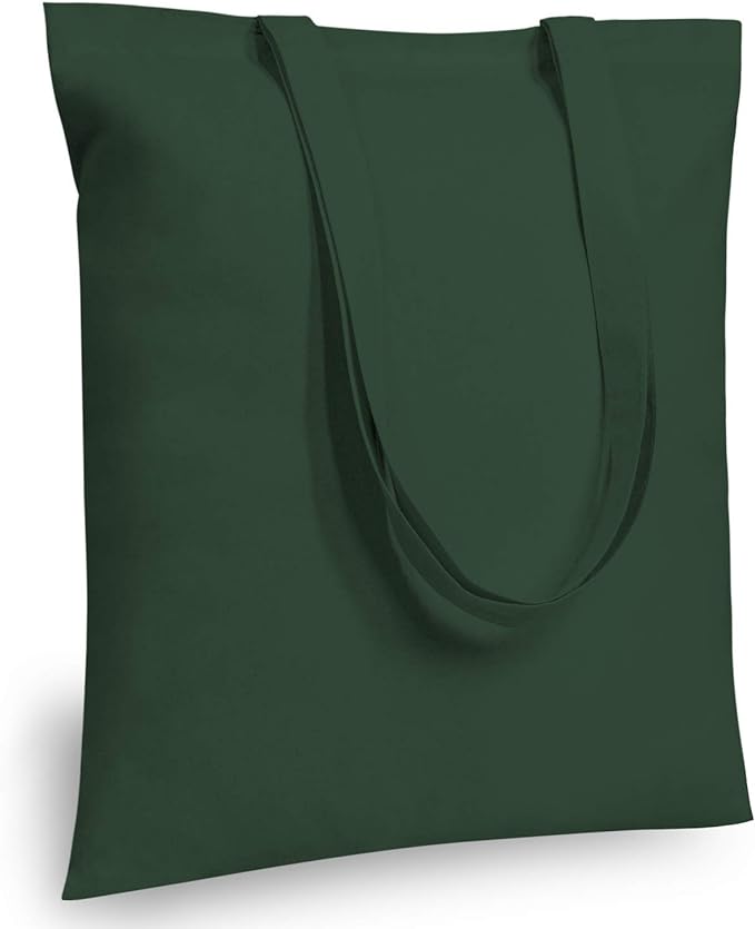 TOPDesign 6-Pack Economical 16"x15" Green Black Cotton Tote Bag, Lightweight by TOPDesign