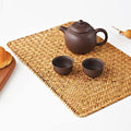 8 Pack Rectangular Woven Placemats, Rattan Wicker Table Mats, Natural Seagrass by YANGQIHOME