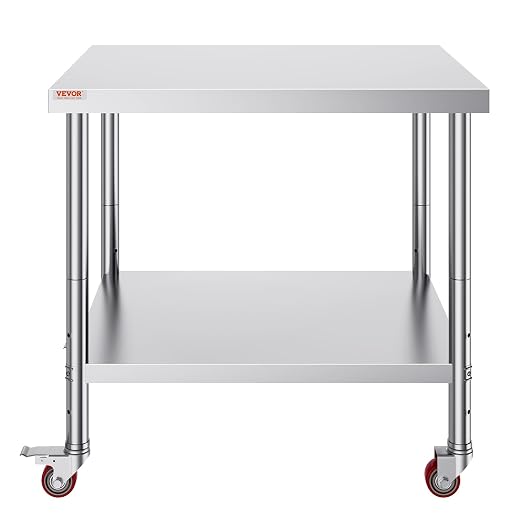 Vevor 30x36x34 Inch Stainless Steel Work Table 3-Stage Adjustable Shelf - Image 10