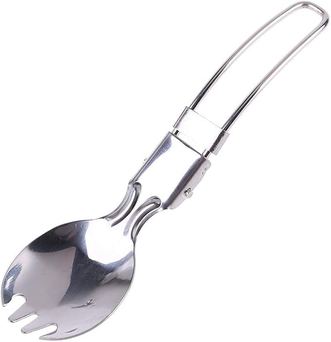 Spork Fork Spoon, Foldable Spork Fork Spoon Stainless Steel Hiking Camping Cook - Image 4