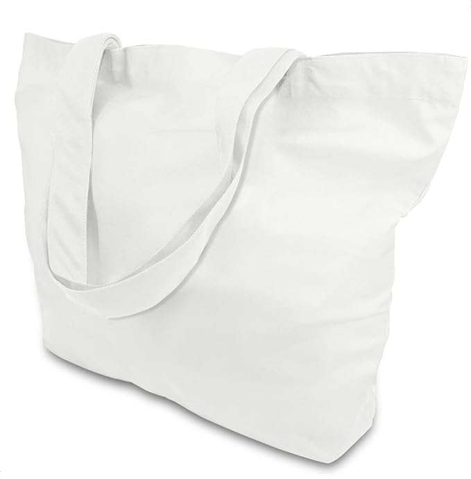 TOPDesign 12-Pack Super Strong Large 12oz Cotton Canvas Tote Bags, Reusable by TOPDesign