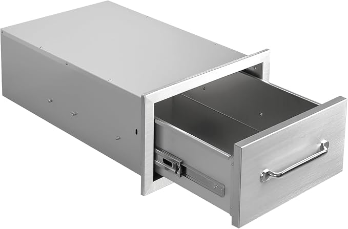 Outdoor Kitchen Drawers 14" W x 8.5" H x 23" D Flush Mount Single BBQ Drawers by SGOLAN