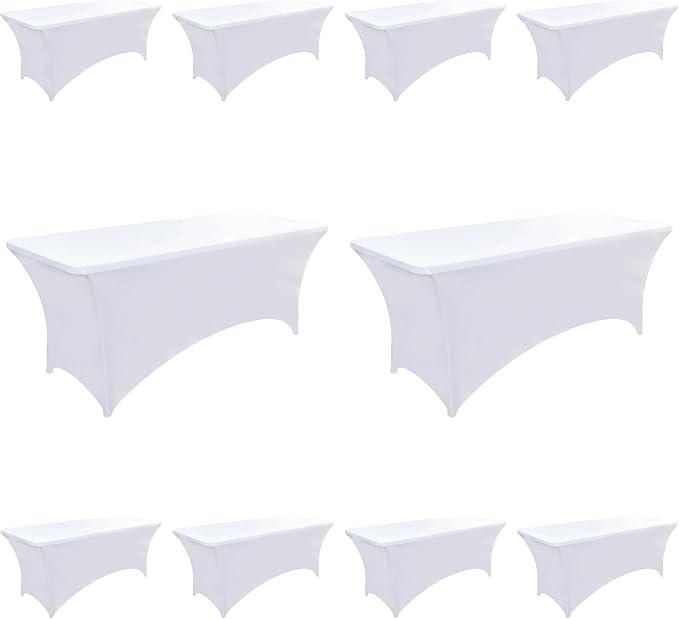 10-Pack 8ft White Spandex Table Covers by Unknown