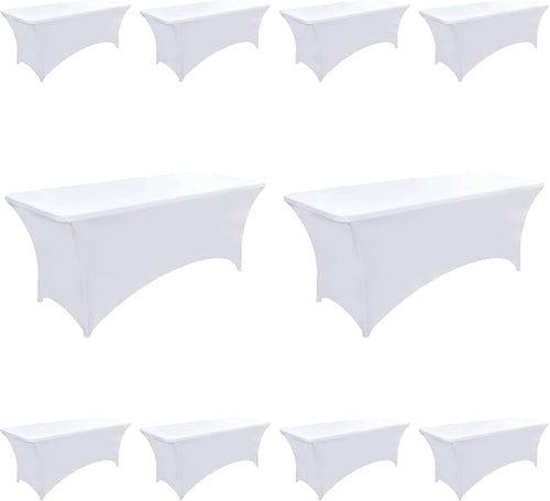 10-Pack 8ft White Spandex Table Covers by Unknown