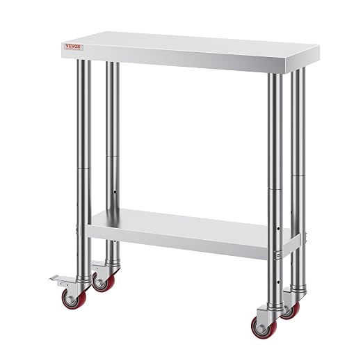 VEVOR Stainless Steel Work Table 30 x 12 x 34 Inch, 700 LBS Load Capacity - Image 9