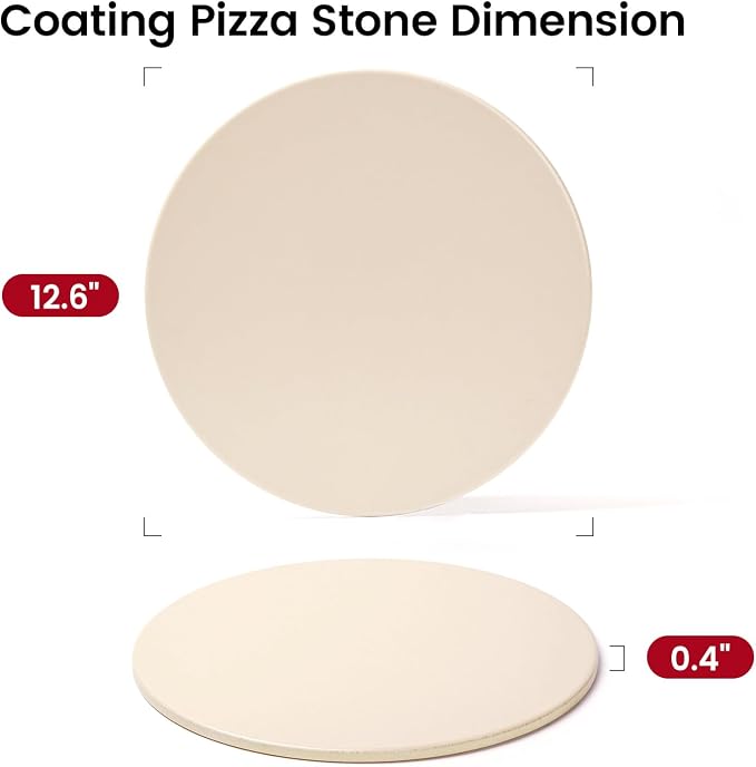 12.6" x 0.4" Coating Pizza Stone, Cordierite & Ceramic Round Pizza Stones - Image 3