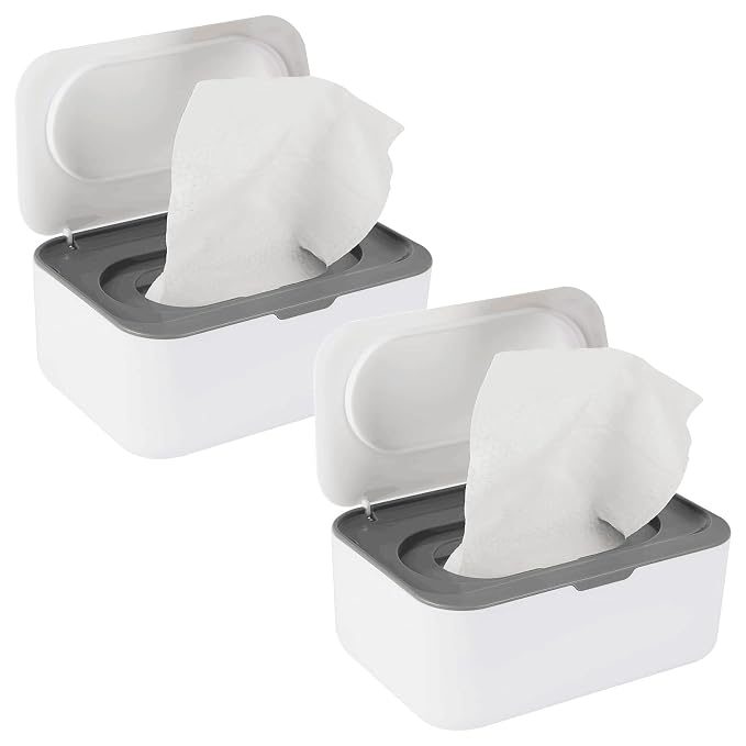 2 Pack Baby Wipes Dispenser, Wipes Case Baby Wipe Holder Keeps Wipes Fresh by Flenpptly