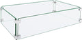 Fire Pit Wind Guard, 35.5"x11.5"x6" Square Fire Pit Glass Wind Guard Made of by ProtectYourOutdoorProductsforLongerLife