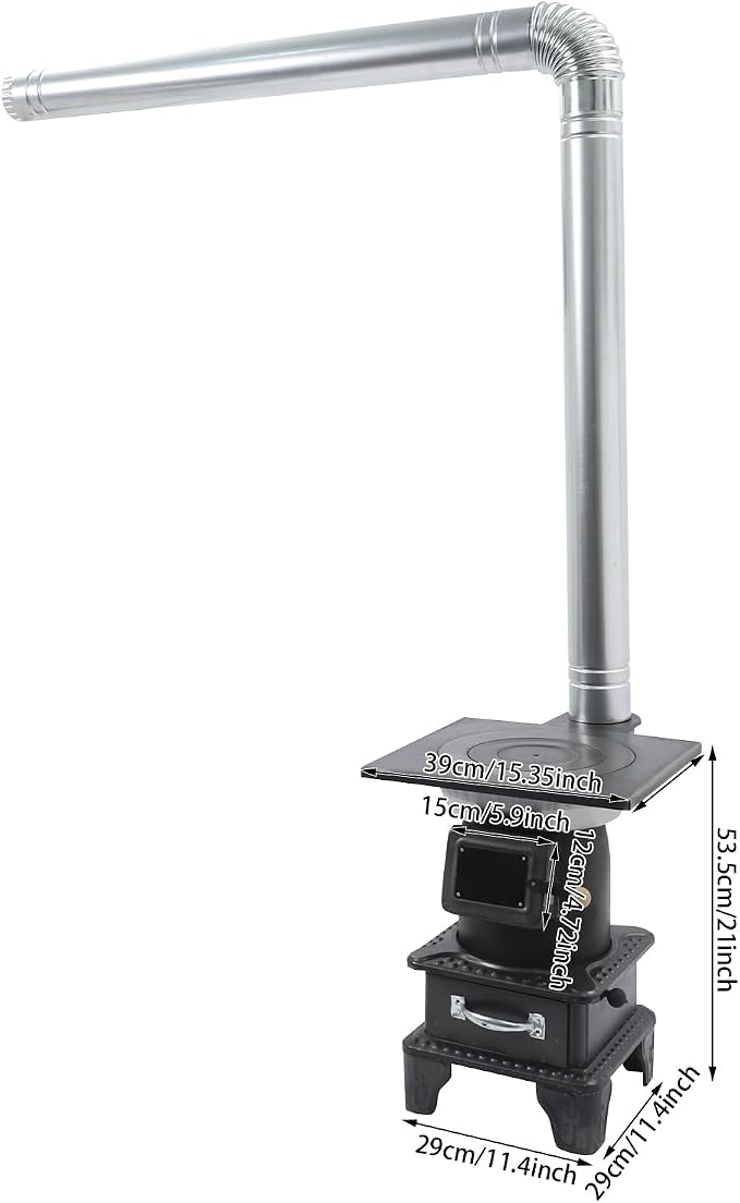 Wood Burning Stove with Chimney and Heat Shield, Outdoor Portable Heater - Image 2