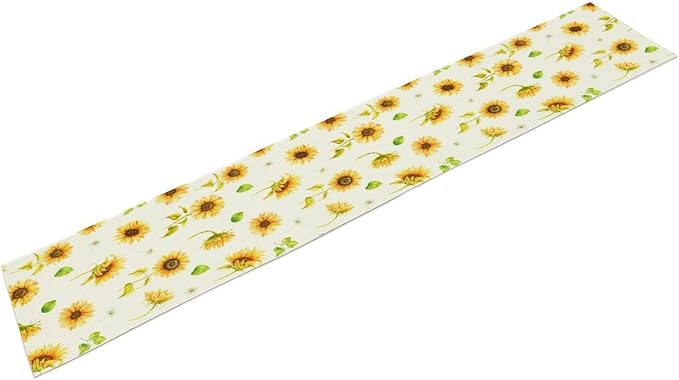 Yellow Sunflower Table Runner, Seasonal Spring Summer Flowers Table Decor - Image 8