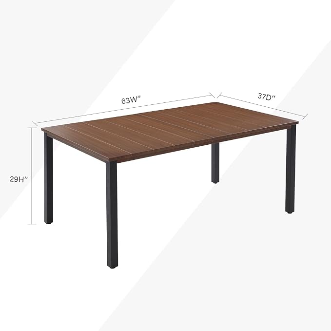 VICLLAX Outdoor Dining Table for 6, 63 Inch Rectangle Patio Dining Table for - Image 3