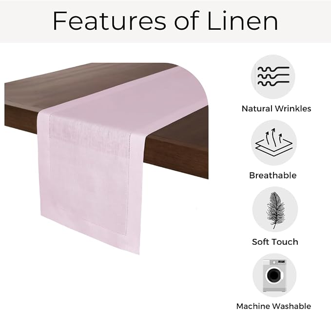 D'Moksha Homes Linen Pastel Pink Table Runner 108 Inches Long - Image 4