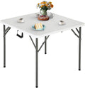 FDW 34" Folding Card Table Plastic Table Portable Square Height Dining Table by FDW