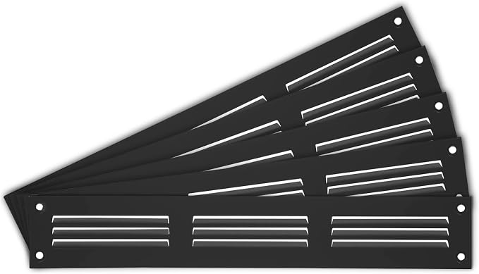 Repa Market 5-Pack 12x2 Inch Air Vent Cover/Black Galvanized Steel Louvered by RepaMarket