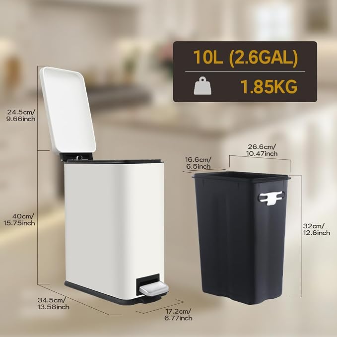 Bathroom Trash Can, 2.6 Gallon Trash Can - Image 8