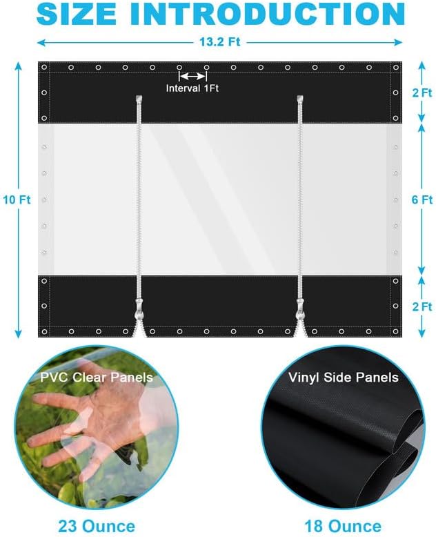 Clear Vinyl Curtains with Zippered Entry, 23oz Heavy Duty Waterproof Anti-UV - Image 2
