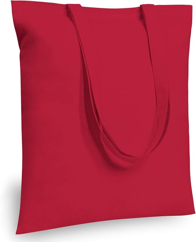 TOPDesign 24-Pack Economical 16"x15" Red Cotton Tote Bag, Lightweight Medium by TOPDesign