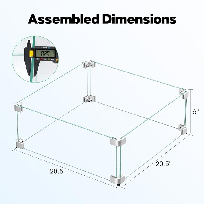 20.5 x 20.5 x 6 Inch Glass Wind Guard - Image 2