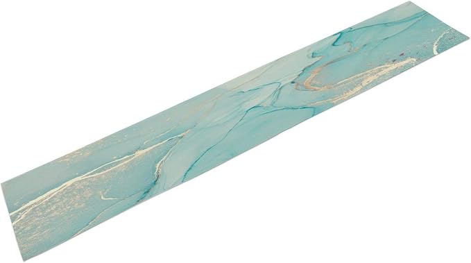 Turquoise Aqua Marble Table Runner, Modern Teal Watercolor Print Table Runner - Image 7