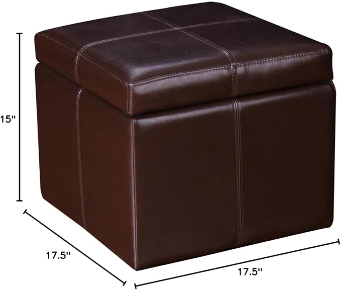 Homebeez Faux Leather Storage Ottoman Square Footrest Stool Cube Bench Ottoman - Image 3