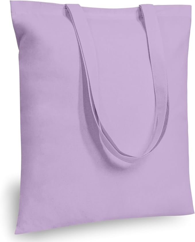 TOPDesign 6-Pack Economical 16"x15" Lavender Cotton Tote Bags, Lightweight by TOPDesign