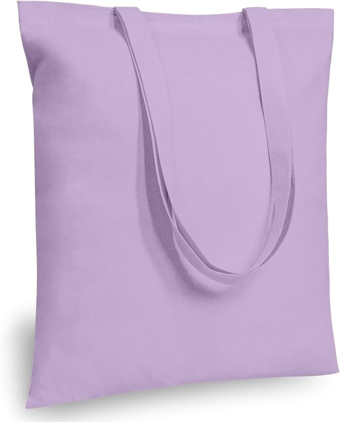 TOPDesign 12-Pack Economical 16"x15" Lavender Cotton Tote Bags, Lightweight by TOPDesign