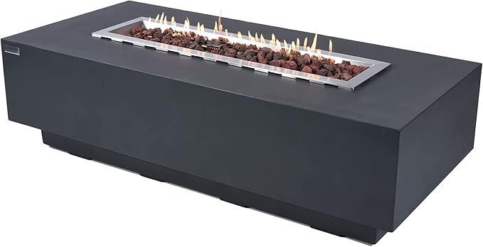 Elementi | Granville Gas Fire Pit Cast Concrete 60" Rectangular Fire Table - Image 6