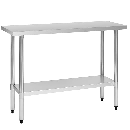 Stainless Steel Work Table 18 x 48 Inch, NSF Commercial Prep Table by OKEYOLIVE