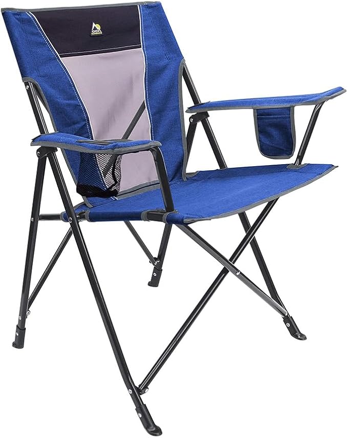 Folding Chairs, Heathered Royal Steel Frame with Mesh Back and Carry Bag