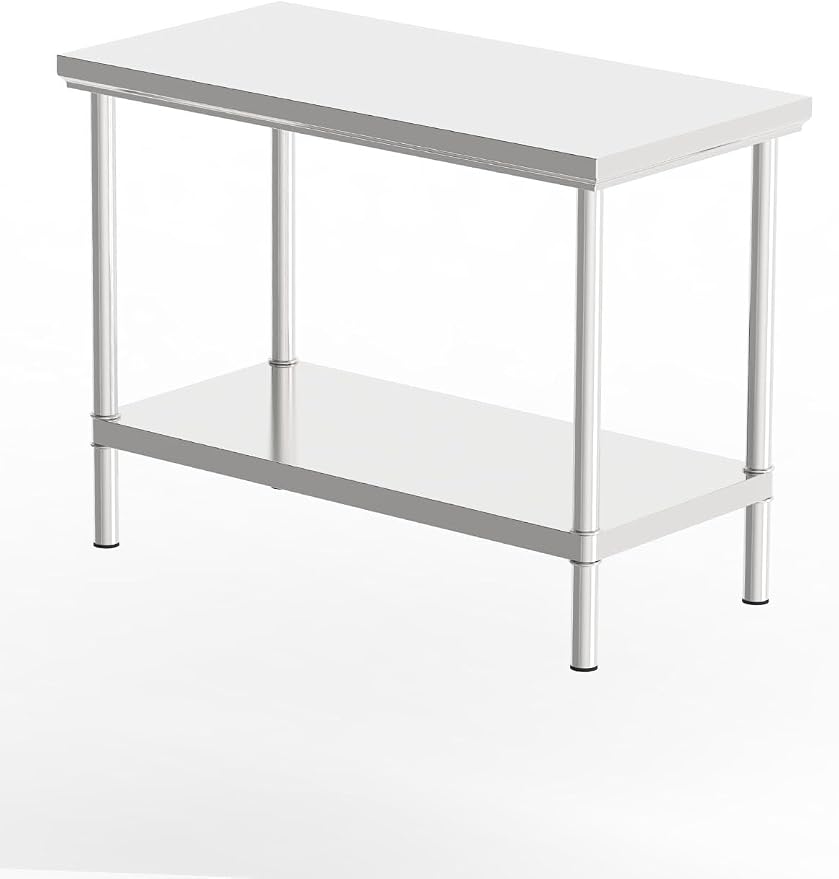 Stainless Steel Commercial Kitchen Prep Table, 39x20 Inch, NSF Work Table by Unknown