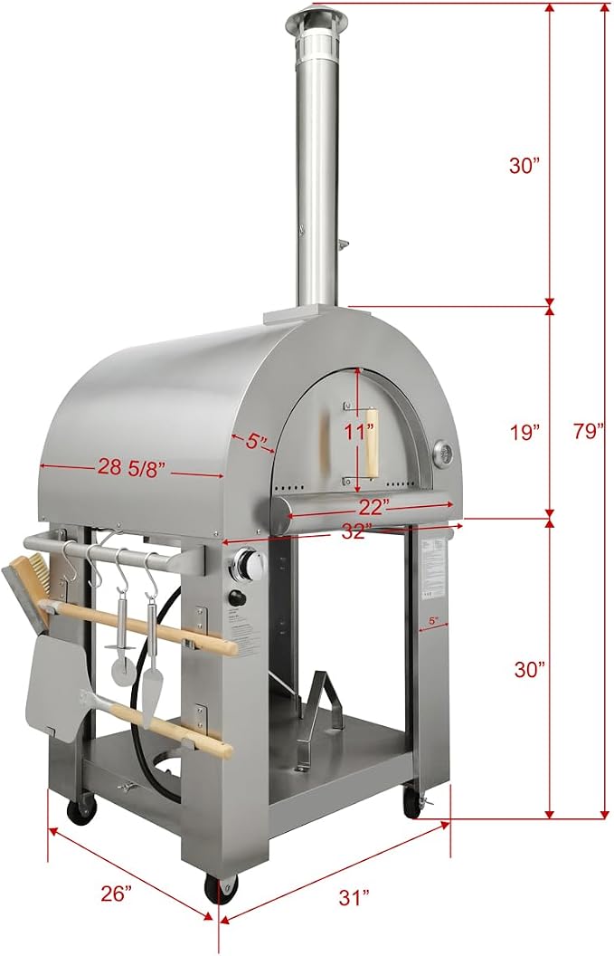 32.5" Wood Fired & Propane Gas Pizza Oven - Image 5