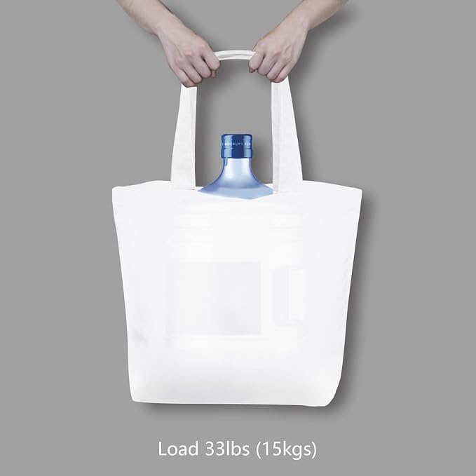 TOPDesign 12-Pack Super Strong Large 12oz Cotton Canvas Tote Bags, Reusable - Image 6
