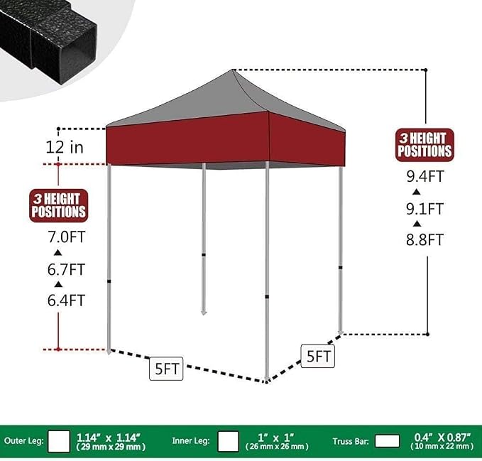 Eurmax USA 5'x5' Pop Up Canopy Tent Commercial Instant Canopies - Image 2