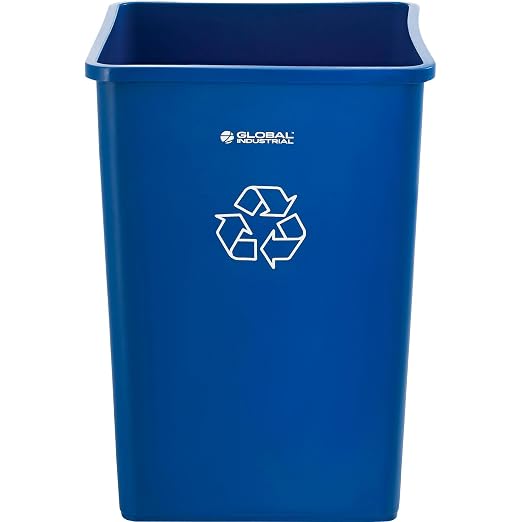 Global Industrial Square Plastic Recycling Trash Can, 35 Gallon Capacity - Image 2