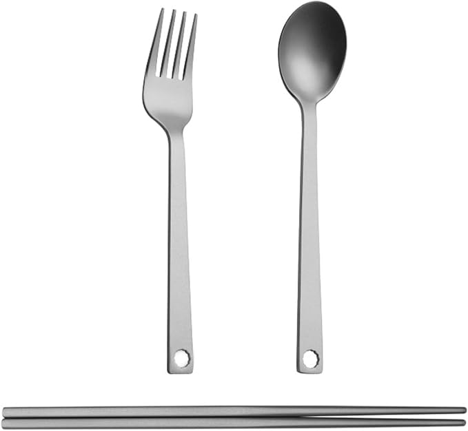 Portable Camping Cutlery Set Outdoor Metal Tableware Fork Spoon Chopstick by Unknown