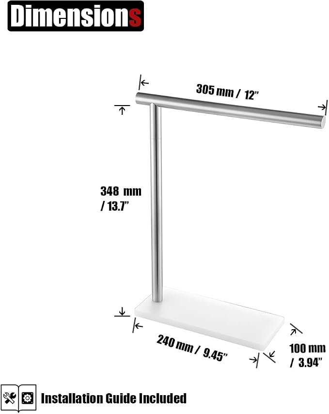 JQK Hand Towel Holder Stand Brushed, Modern Tree Rack Free Standing - Image 2