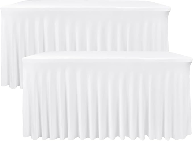 Nasitos White Table Skirt for 8 Foot Rectangle Tables, 2 Pack by Nasitoshomedecor