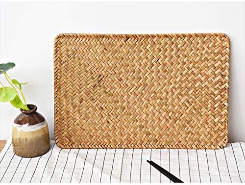 6 Pack Rectangular Woven Placemats, Rattan Wicker Table Mats, Natural Seagrass - Image 6