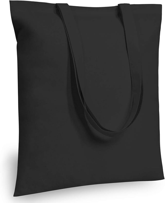 TOPDesign 5-Pack Economical 16"x15" Black Cotton Tote Bag, Lightweight Medium by TOPDesign
